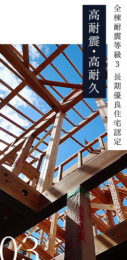 全棟耐震等級3 長期優良住宅認定高耐震・高耐久